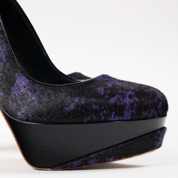 Rupert Sanderson Purple and Black Calf-Hair Platform Pumps - Picture 7 of 10